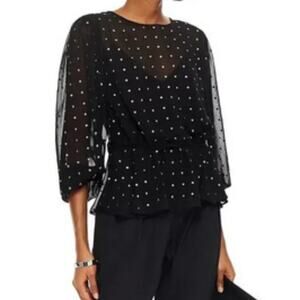 Iro gathered studded georgette blouse black S